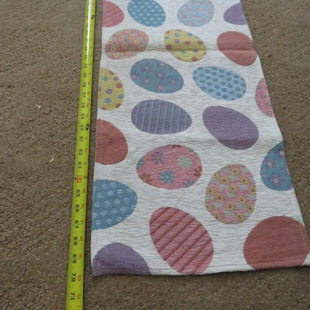 Easter Spring White with Eggs 13x72 in 6 ft Table Runner